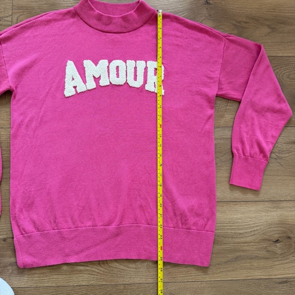 Belle by Kim Gravel Amour Pink Sweater Size 8 Valentine Love Knit - Picture 8 of 10